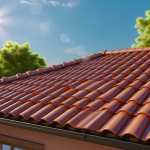 Kerámia tetőcserepek napfényben egy ház tetején